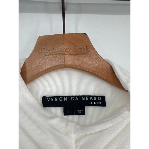 Veronica Beard Jeans White Ruched turtleneck Long Sleeve Top size large - Picture 4 of 7